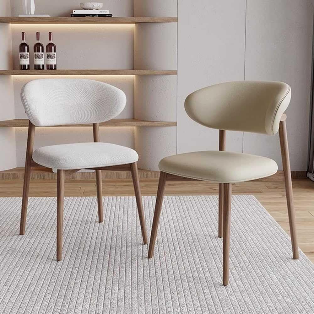 Zestaw 4 skandynawskich krzeseł z litego drewna, z wyściełanymi poduszkami, ergonomiczne, zakrzywione oparcie, nowoczesne, wygodne krzesła do czytania, do jadalni, kuchni, salonu (B4 szt.)