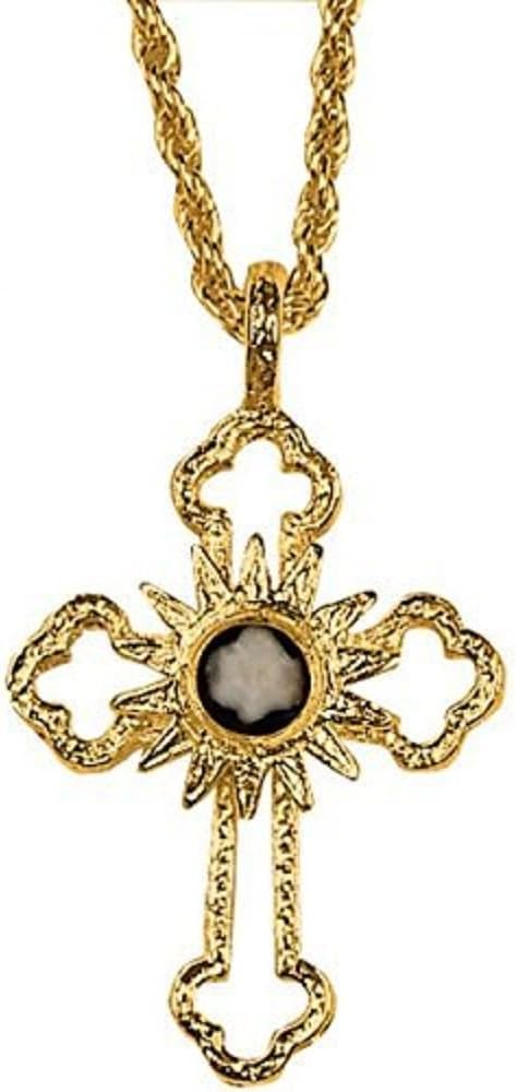Nativity Cross with Sunburst Details and Sizable Pebble for Early Blessing
