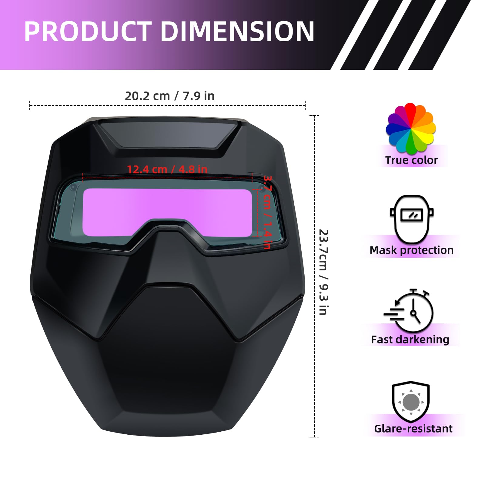 Lunettes de soudage à obscurcissement automatique - Lunettes de protection des yeux pour le soudage, le meulage et la coupe - Large teinte 4/5-9/9-13 - Lunettes de sécurité pour homme