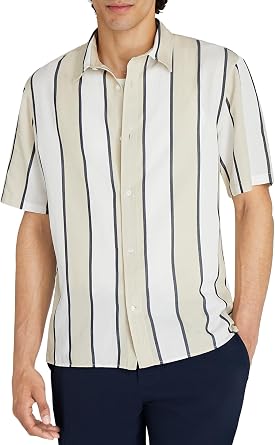 Club Monaco Mens Mens Short Sleeve Cabana Stripe Shirt