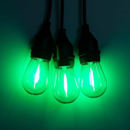 Miniatura 6 de Paquete de 24 bombillas de Navidad S14 rojo y verde, bombillas LED inastillables de plástico de 1 vatio para tira de luces de patio interior y