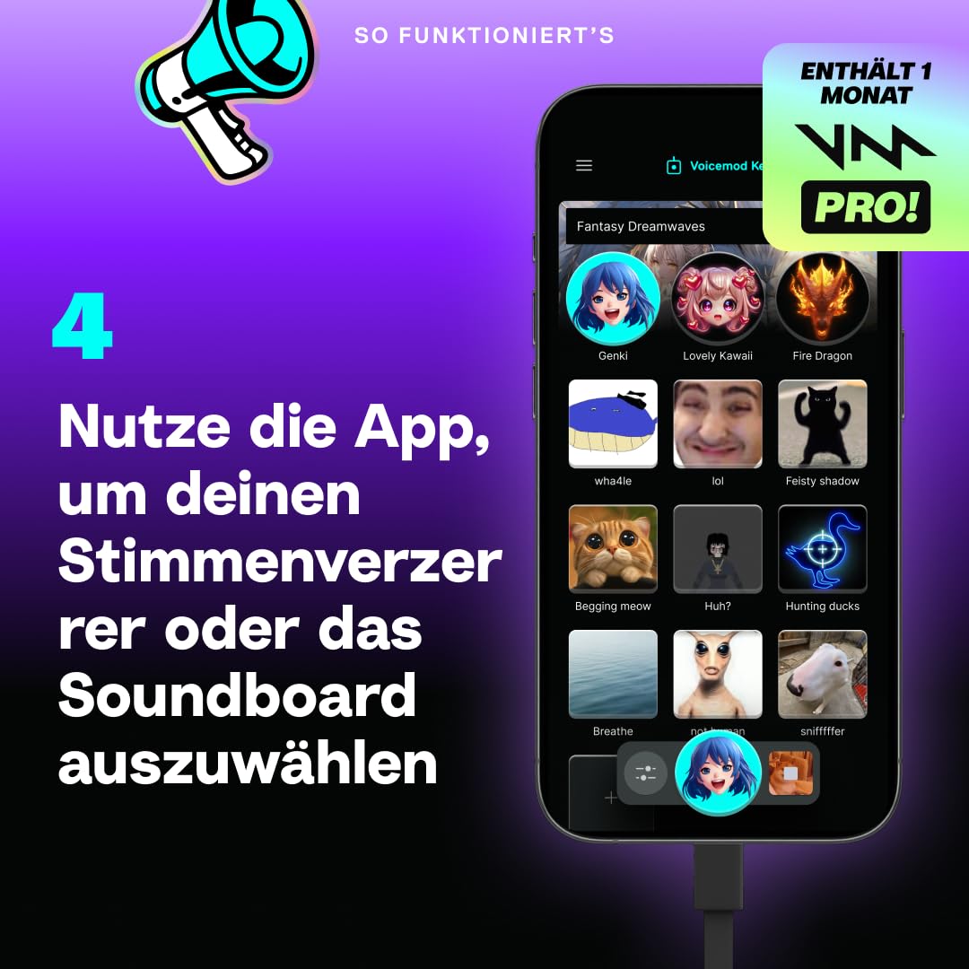 Voicemod Key - VMKey Echtzeit-Stimmverzerrer und Soundboard für Spielkonsolen (Kompatibel mit PS5, PS4, Xbox, SWITCH2)