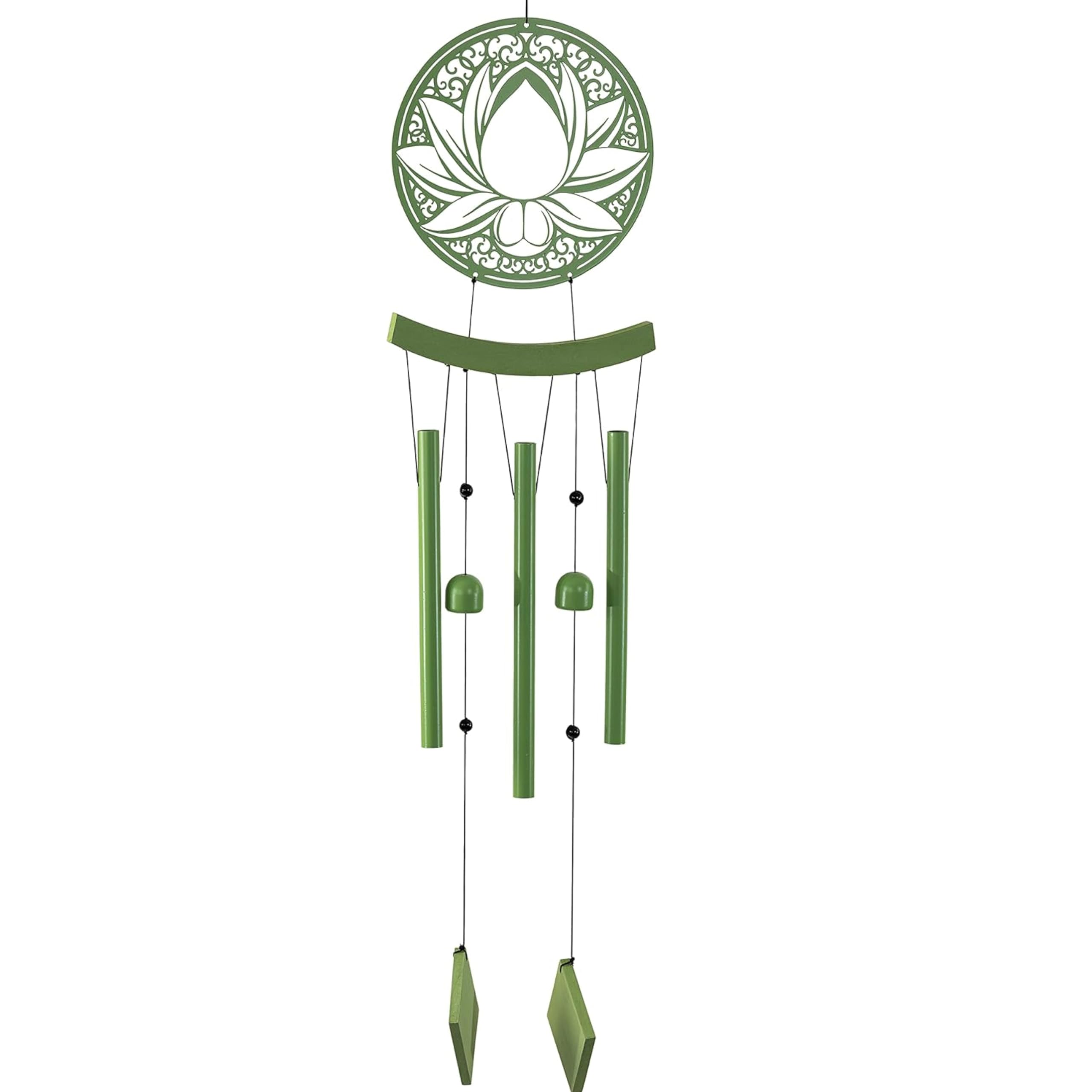 VP Home Lotus Medallion Wind Chimes for Outside - Harmonic Windchimes with Lotus Design for Gardens, Patios, and Porches - Thoughtful Gift for Mom, Grandma, and Plant Lovers - 8 x 8 x 37 Inches