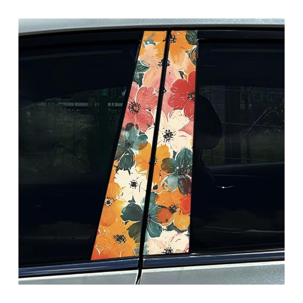 Bertdcx B Graffiti Dopamine Numerous Flowers Car Stickers Auto -Pillar Decoration Auto Parts(B)