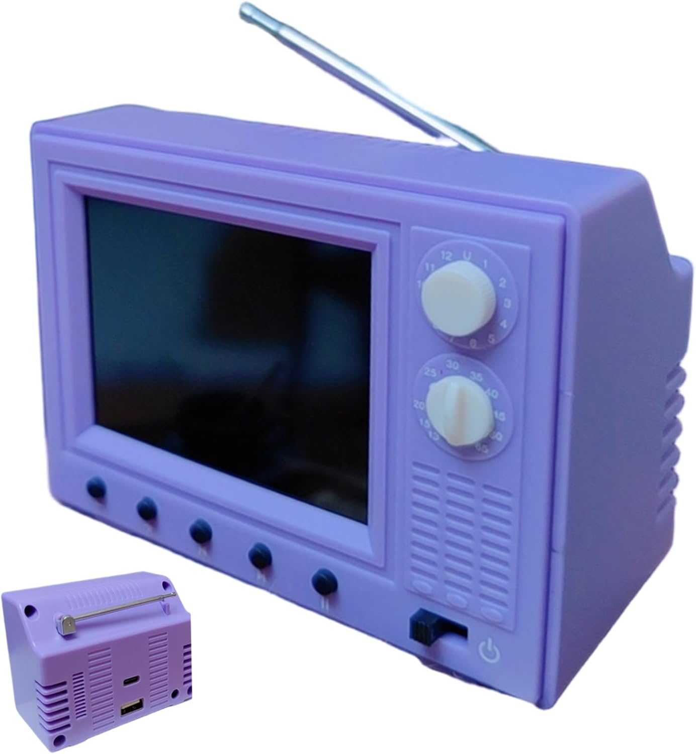 Dollhouse Furniture, Mini TV Toy for Dollhouse, 2.4 Inch Mini Retro TV with 720P HD Screen, 8GB Storage & USB Playback, 1:12 Scale Miniature Furniture & Accessories (Yellow), Miniature