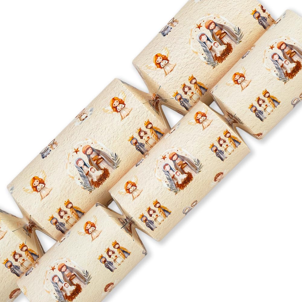 Watercolour Nativity | Makes 6 Large Christmas Crackers | Make & Fill Your Own