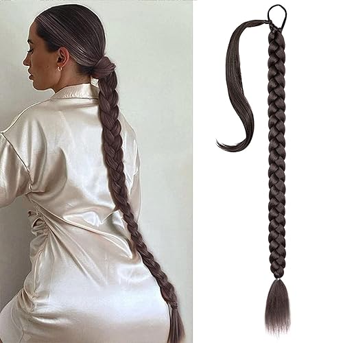 DIY Braided Ponytail Extension 36 Inch Braid Ponytail Extension with Hair Tie Straight Wrap Around Hair Extensions Ponytail Long Braided Ponytail