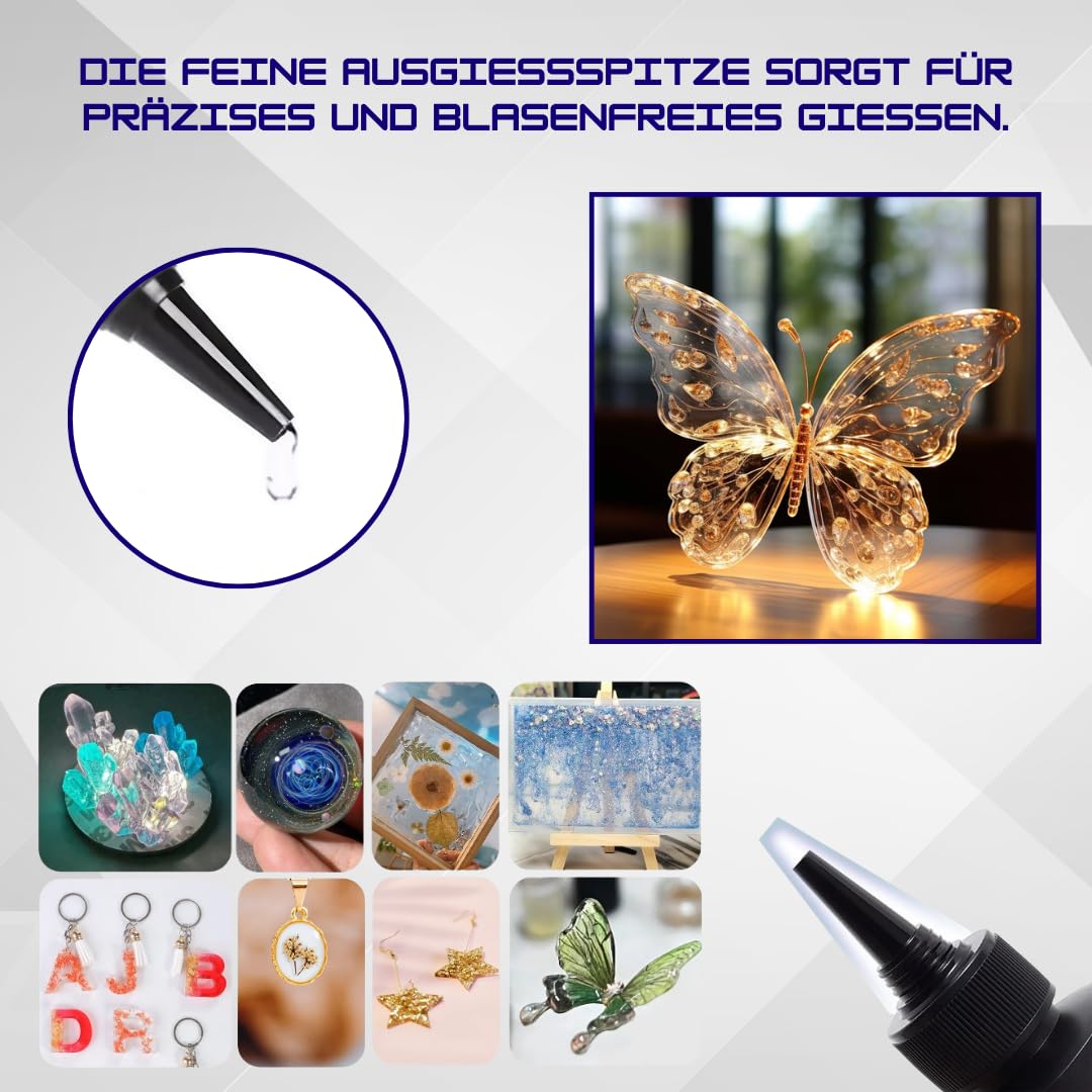 Lukana UV Resin Set mit Lampe 36W – Epoxidharz Starter Set 250g – Schmuck Set DIY komplett – UV Harz ohne Mischen, transparent, schnell härtend – Zubehör für Schmuckherstellung