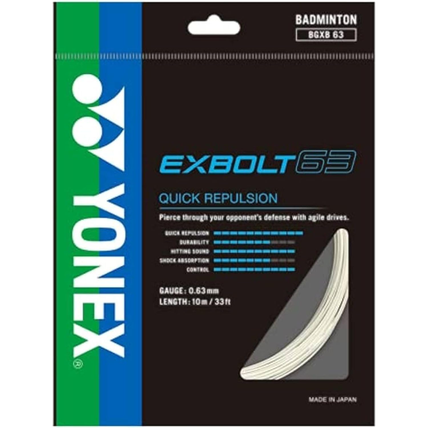 YONEX BG Exbolt 63 Badminton String (White)-picture-10
