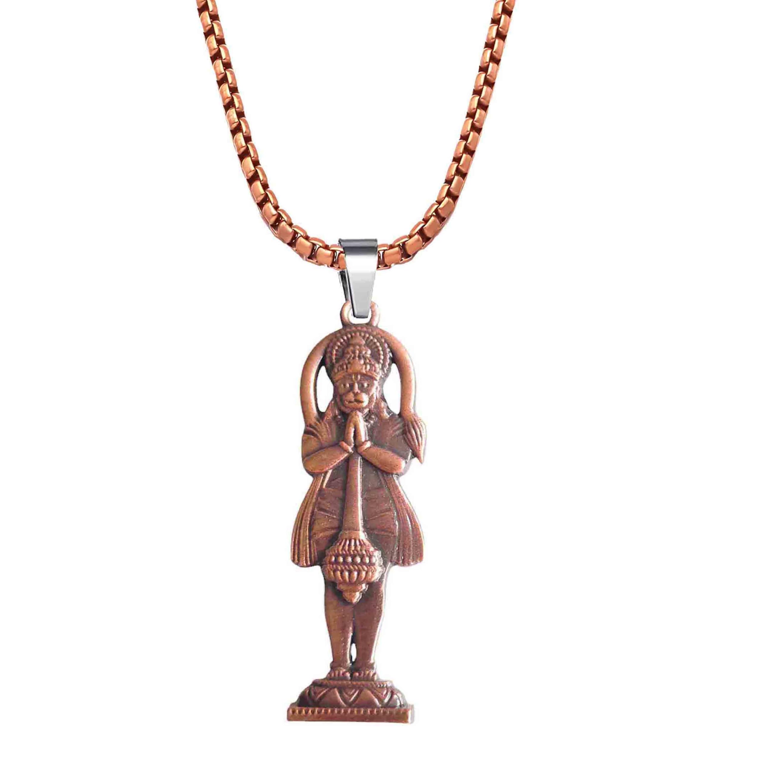 Solid Brass Hanuman Ji Pendant Necklace With 22 Inch Box Stainless Steel Chain - Energy & Devotion-Spiritual Gift for Strength and Courage-image-7