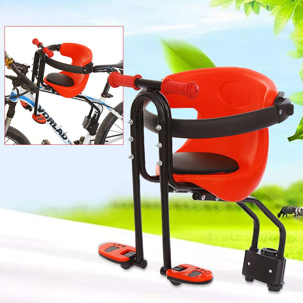 Seggiolino per bicicletta per bambini, 30 kg, montaggio frontale, sedile sicuro, con braccioli antiscivolo e pedali, 40 × 30 × 46 cm, per veicoli elettrici