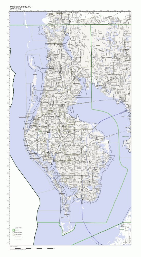 Amazon.com: Pinellas County, Florida FL ZIP Code Map Not Laminated : 辦公用品