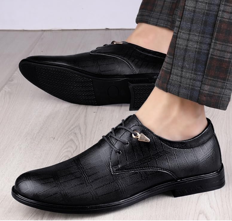 Men's Tuxedo Dress Shoes Mens Classic Lace Up Low Top Leather Oxford Shoes Comfort Hand Stitched Business Formal Derby Shoes4