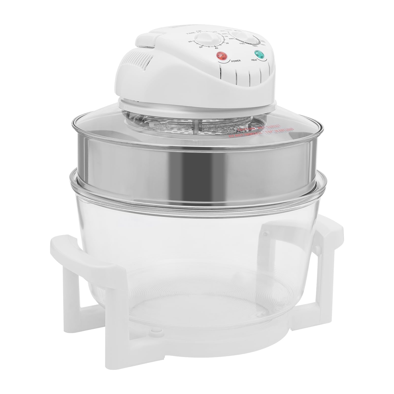 Turbo Air Fryer Oven 17L/17.96Qt, Borosilicate Glass 360° View, 1400W Oil-Free Cooker, Auto Shut-Off Safety, Temp 482°F & 60 Min Timer, with Grill Racks & Expansion Ring