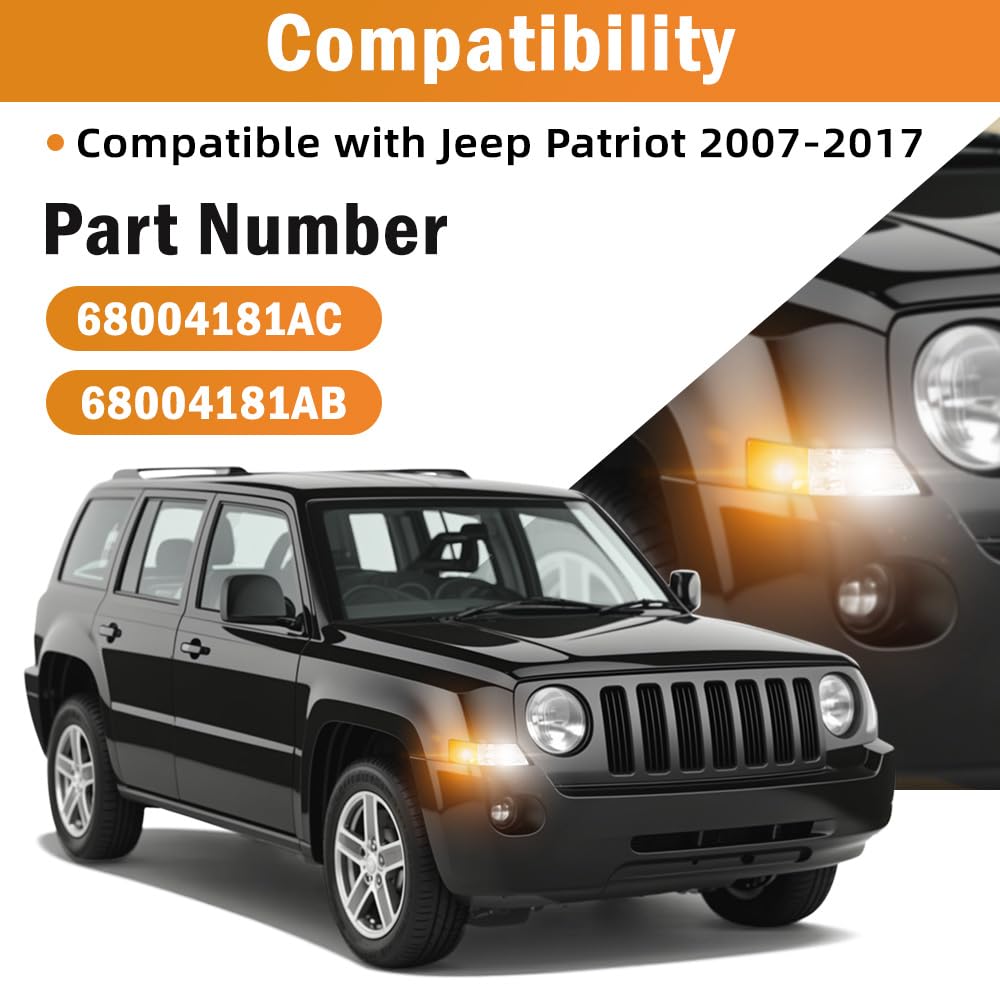 Baceyong Boîtier de feu de stationnement (droite), assemblage de lampe de voyant de signal, 68004181AB Compatible avec Jeep Patriot 2007-2017