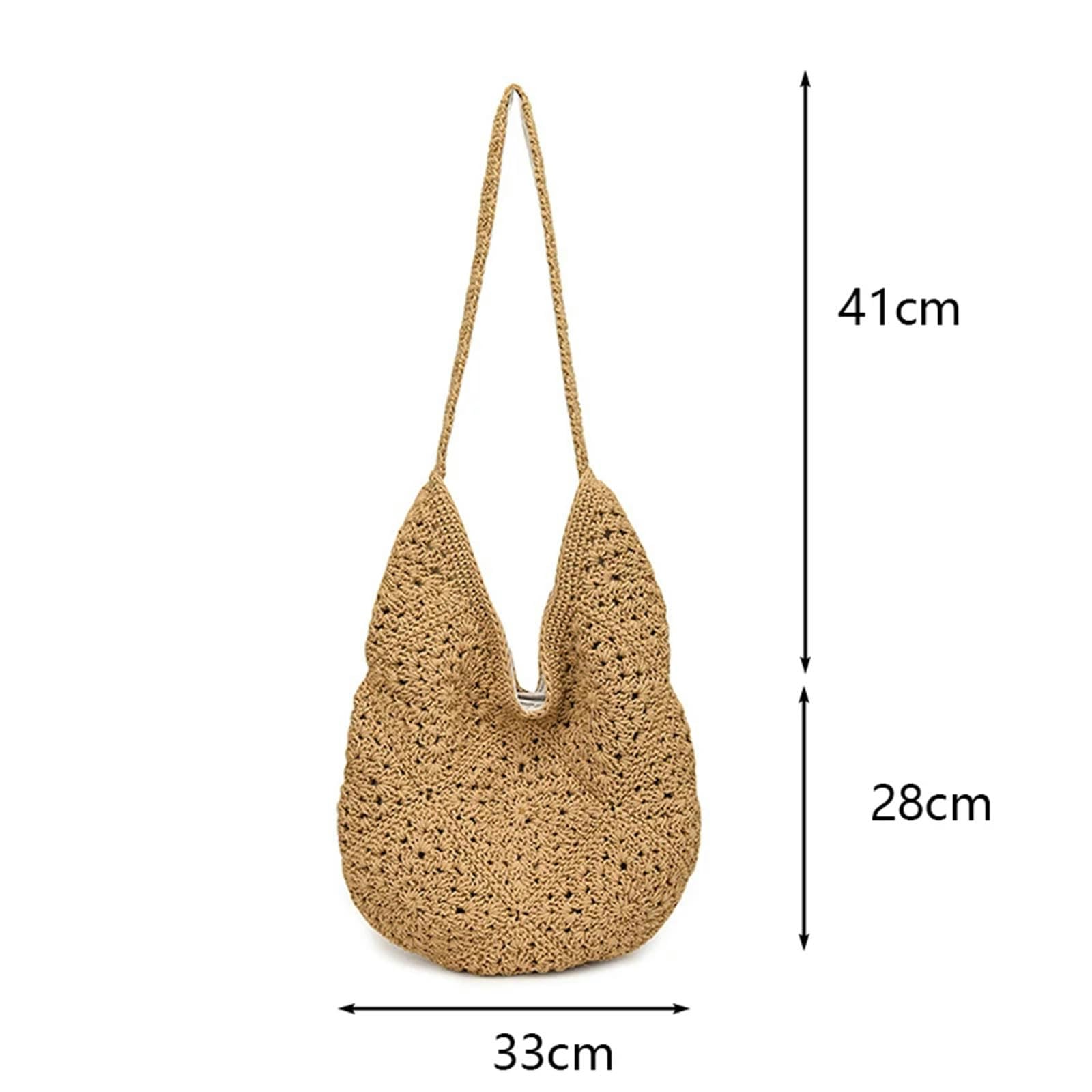 Borsa A Tracolla Borsa Intrecciata da Donna in Tessuto Intrecciato con Paglia Intrecciata per Spalla Integrale Sacca A Manico Completamente Abbinata-Beige