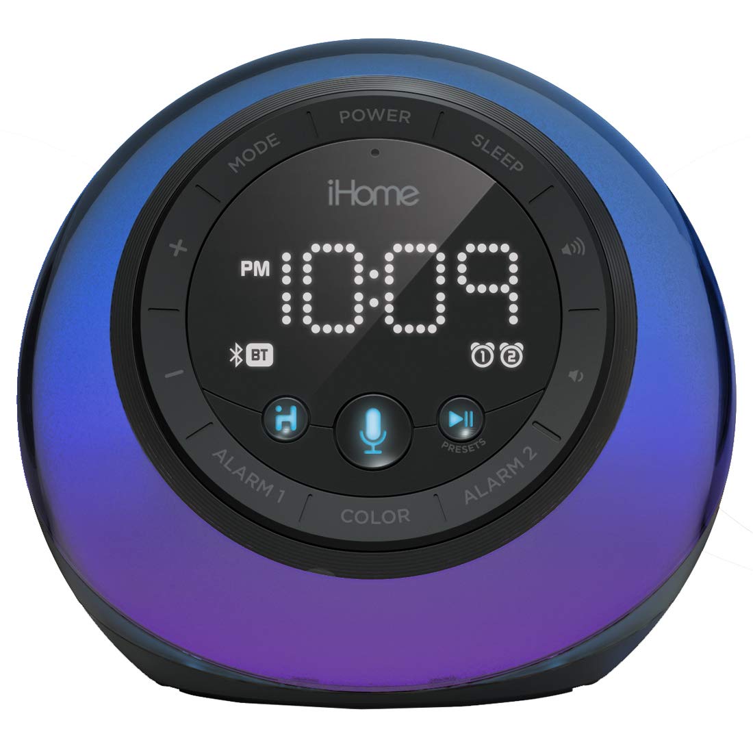 iHome iBT297 Bluetooth Alarm Clock Radio and Color Changing Wireless Speaker with USB Charging Port for Mobile Devices, Voice Controls, Smart Buttons and Wireless Streaming