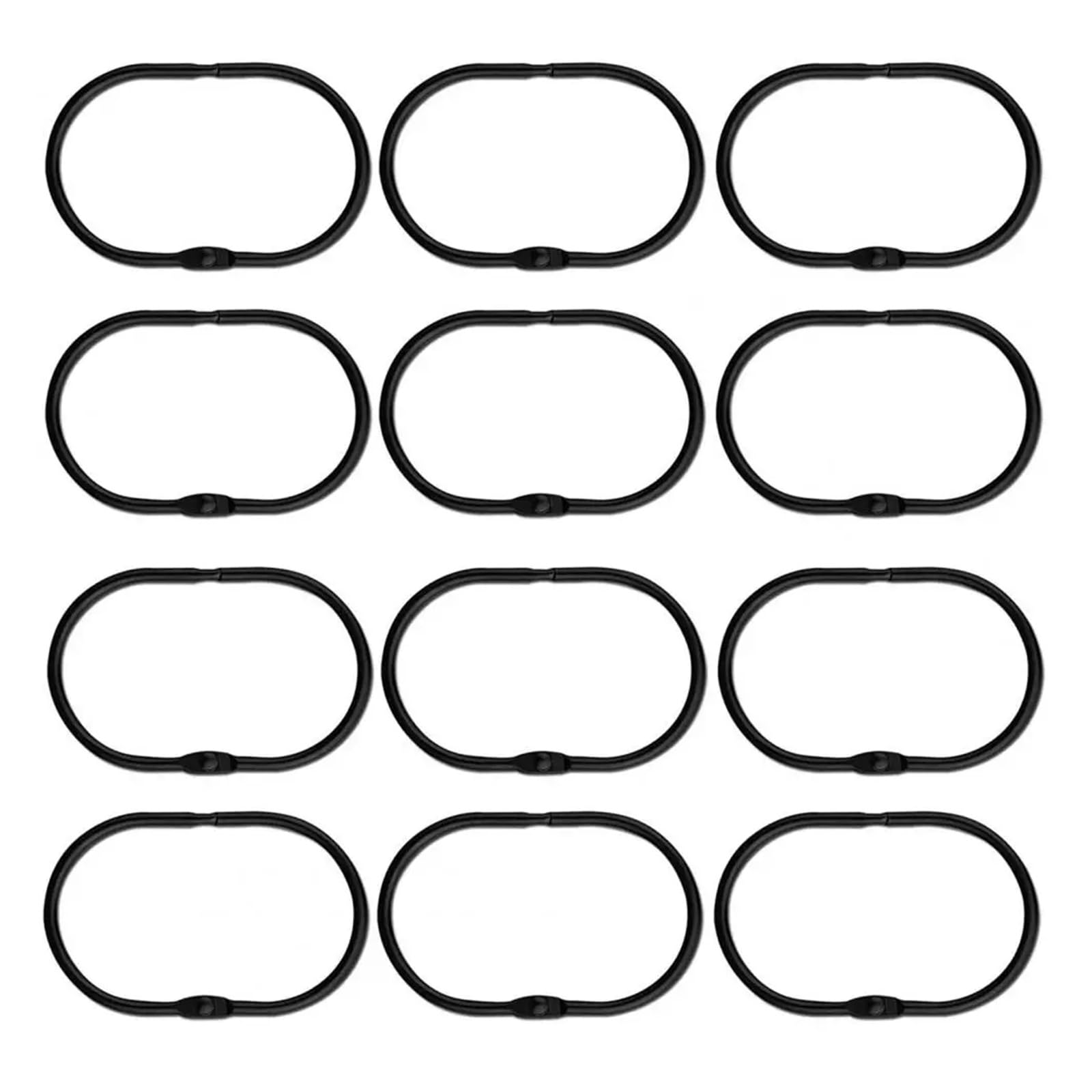 curtain hooks Shower Curtain Ring Anti-drop Smooth Rings 12pcs With Gliding Hooks for home(Black)