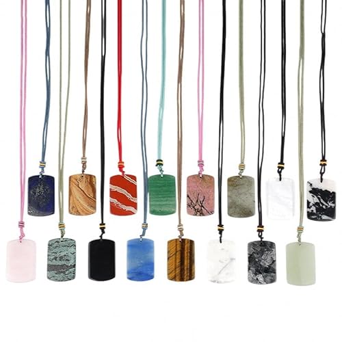 Lumisoul 天然クリスタル翡翠長方形ペンダント ? 平和のお守り 宝石 タリスマン DIY ジュエリーメイキング, 2.5 * 0.3 * 4 CM, 天然クリスタル。, アメジスト