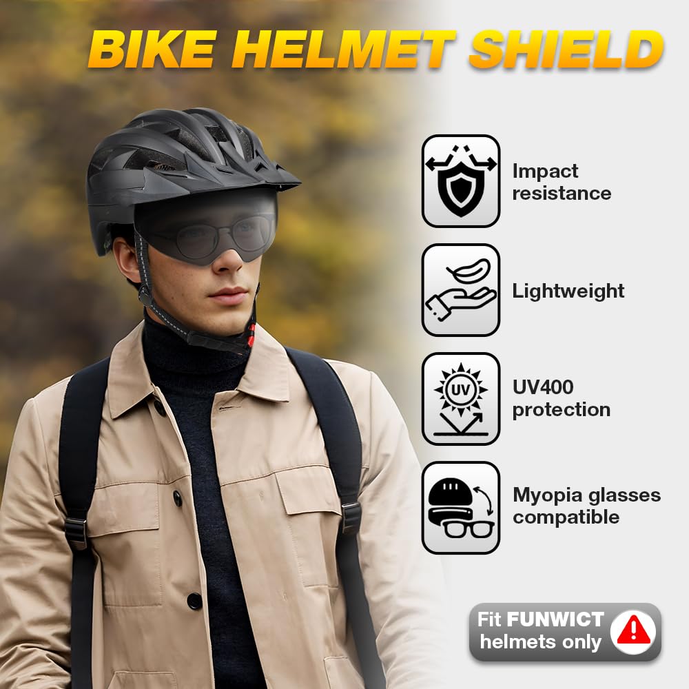 FUNWICT Magnetic Bike Helmet Goggles, Removable/Detachable Sun Visors Shield for Cycling Bicycle Helmet (Black) : Sports & Outdoors