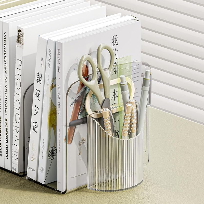 Image of Apexx Adjustable Plastic Desktop Bookshelf - 4-Compartment Book & Magazine Holder | Sturdy Desk Organizer Rack for Students, Office & Home Use - White