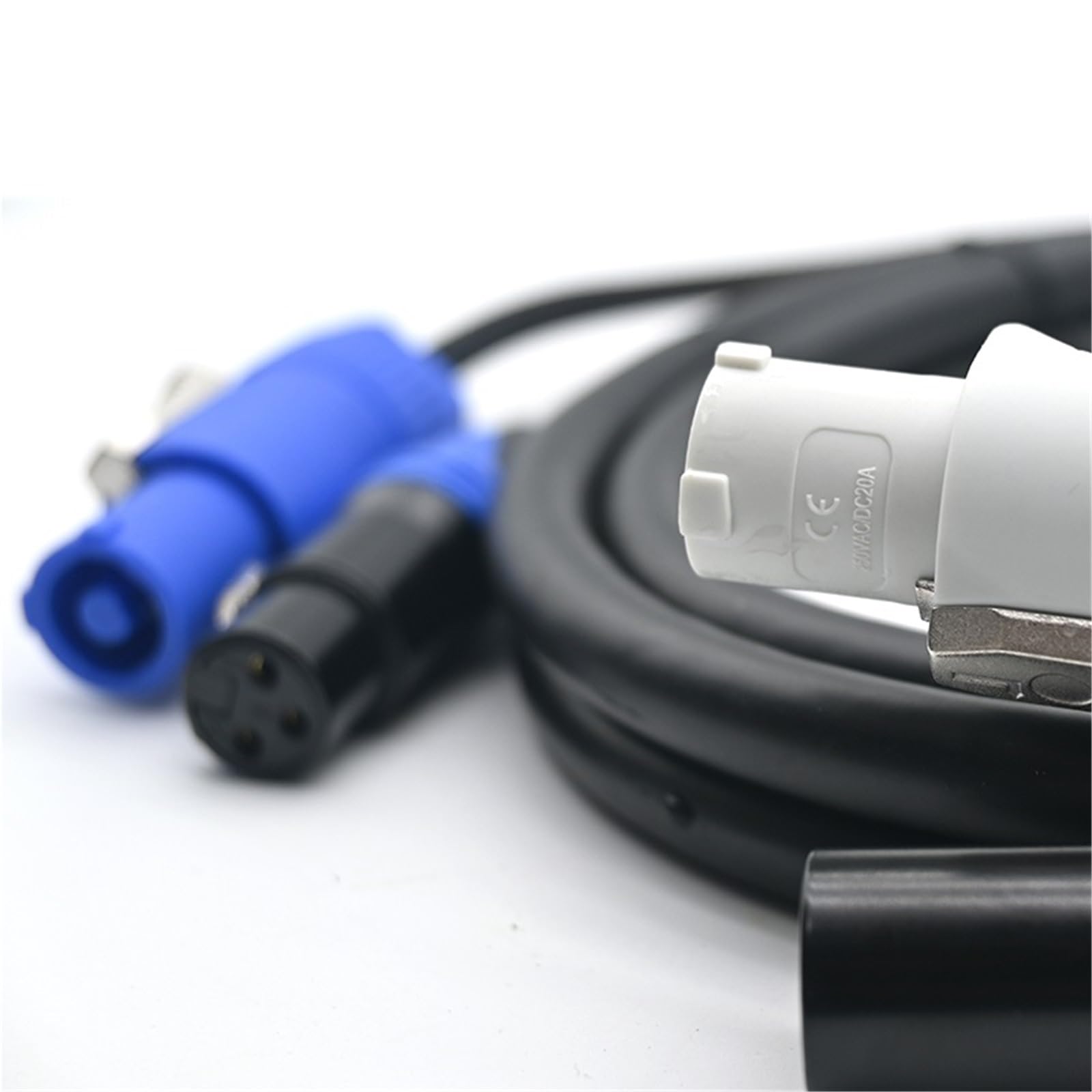 Elastyczny kabel kombi 1 m, 2 m, 3 m, 5 m, 1,5 m, XLR DMX512 kabel zasilający (3 x 1,5 mm) do oświetlenia scenicznego, ruchoma głowica (3 metry)