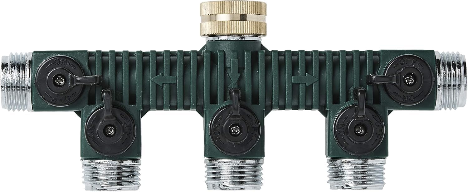 4-Pack Orbit 5-Port Metal Outdoor Garden Hose Faucet Manifold Splitter & Valves, 62019N (4)