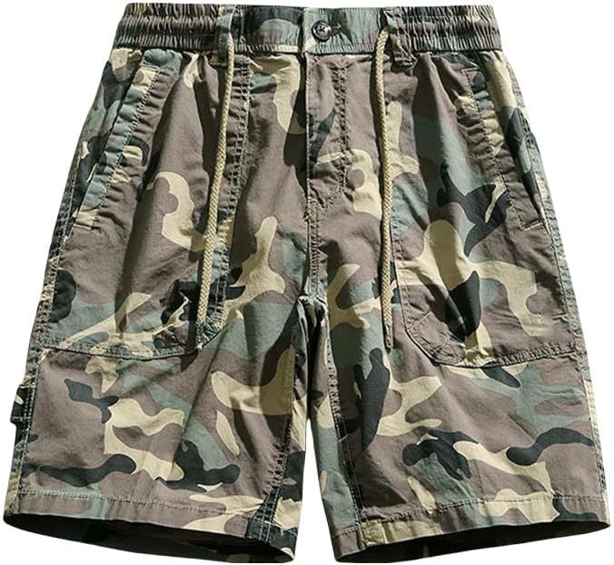 Men's Summer Cotton Cargo Shorts Casual Tactical-Style Breathable Bermuda