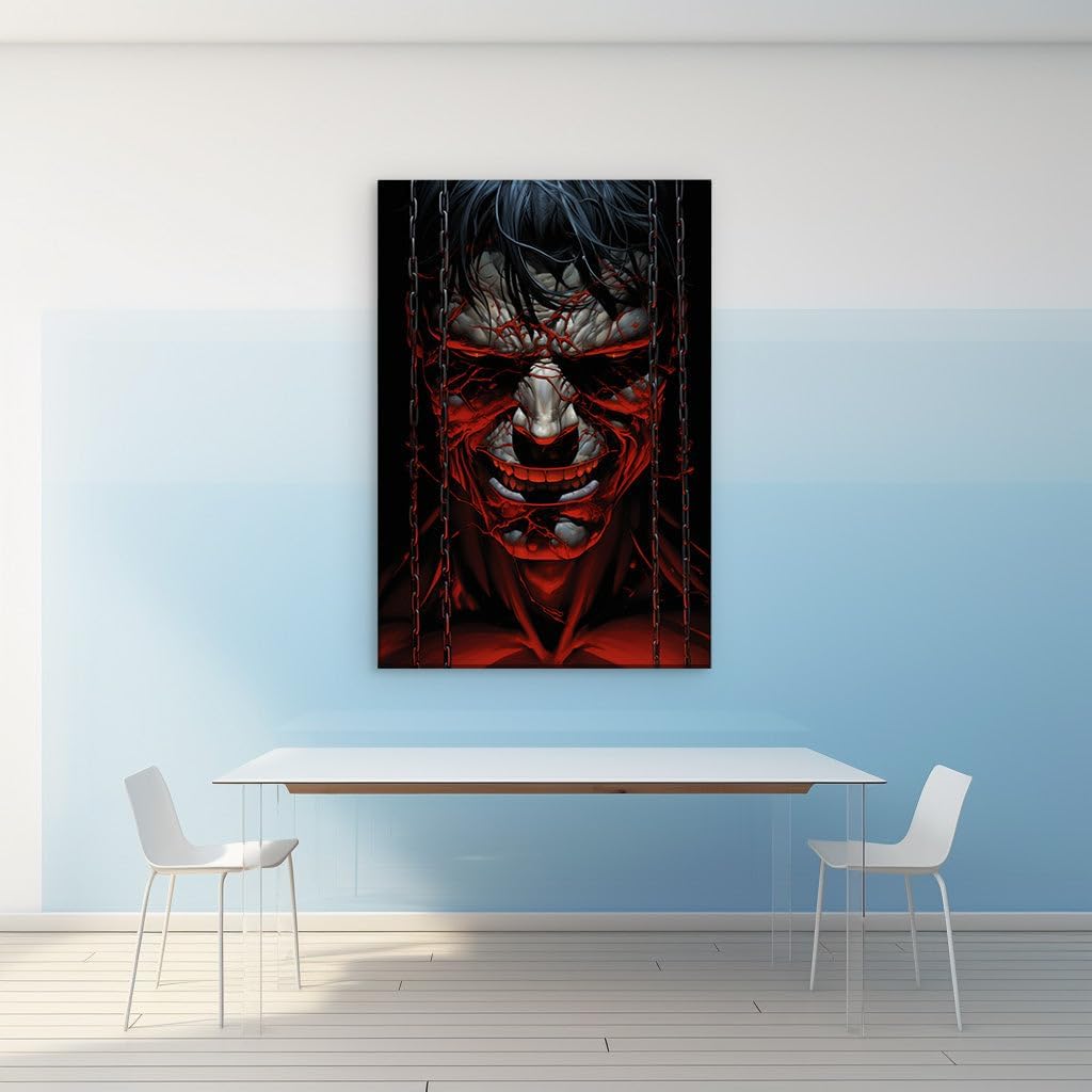 Canvas for Living room. Unleashed Terror: A Bloodcurdling Portrait of Darkness, 27 x 18 inch Canvas Wall Art - Contemporary Masterpieces - Modern Home Decor - 69x46 cm (27x18 inch)