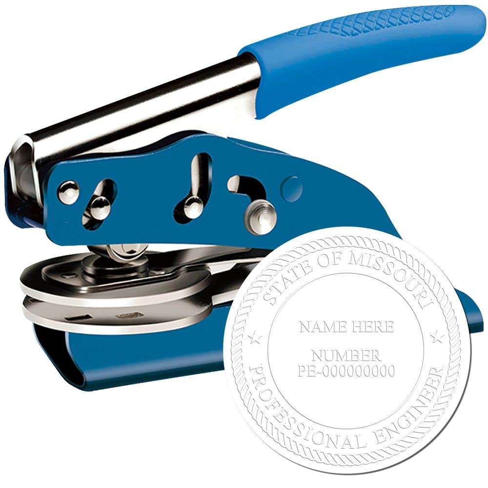Missouri Engineer Professional Embossing Stamp - Blue Soft Engineer Seal MO, Ideal for Missouri Engineers, 1-3/4 Size - Premium Missouri Engineer Embossing Seal, Missouri MO Engineer Seal