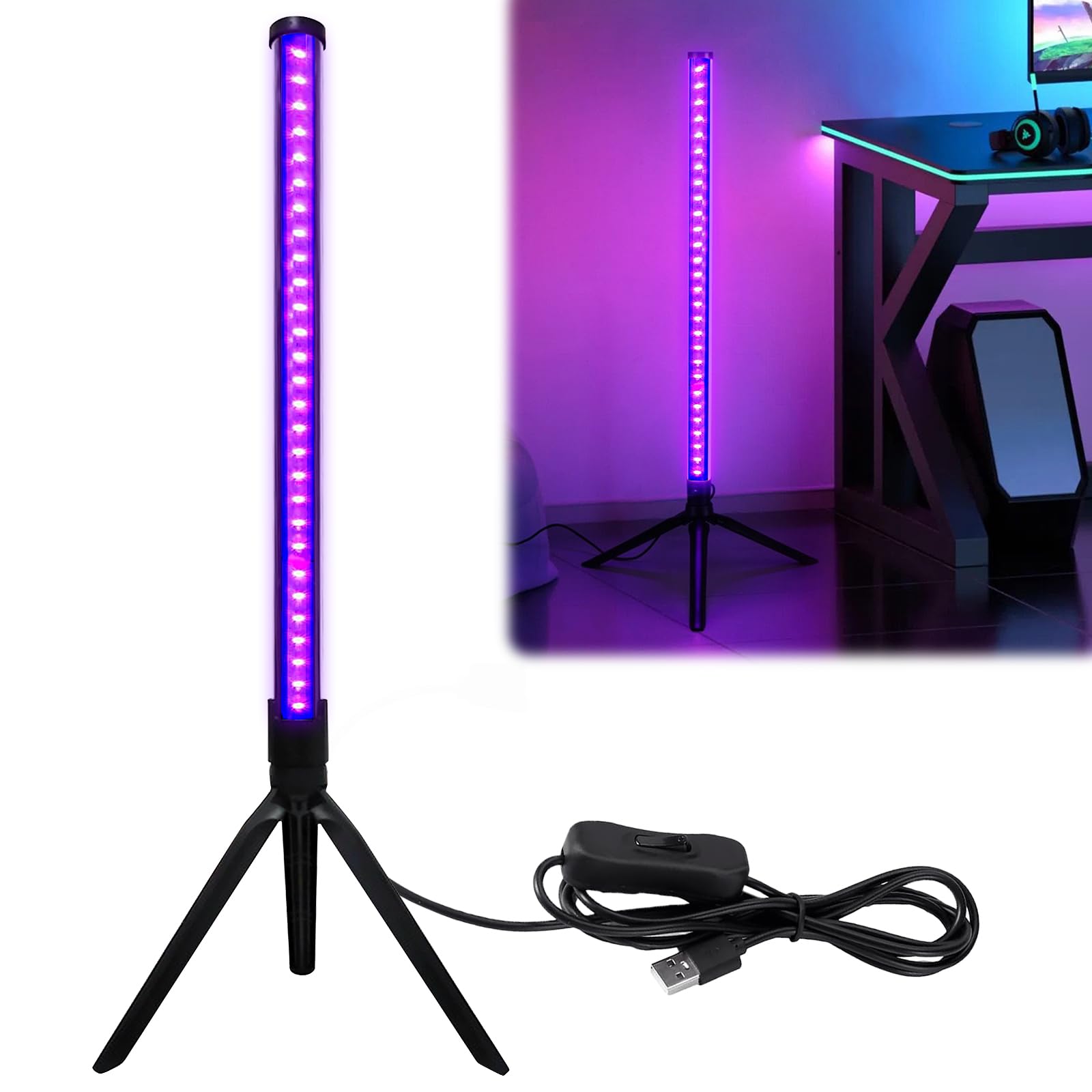 Schwarzlich UV Lamp:1 Unit UV Stable LED Tube,Super Bright for Disco Stage Lighting,Plug and Play for Halloween Party Shine