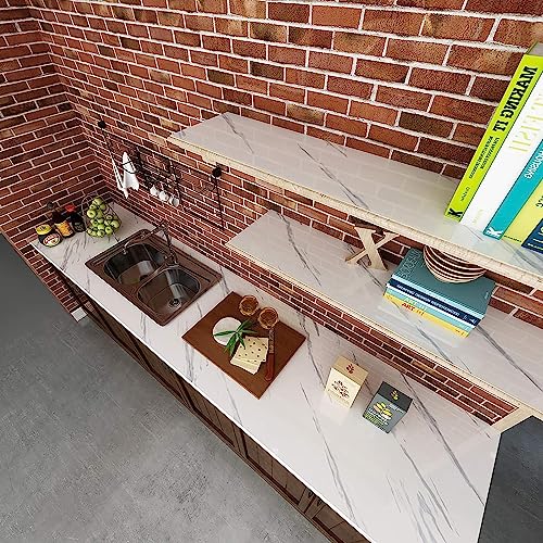 Image of HOME13 Marble Wallpaper Peel & Stick Contact Paper Self Adhesive Decorative Removable Waterproof Wallpaper for Kitchen Cabinet and Furniture Countertops (24 X 80 INCH, Grey & White Marble)
