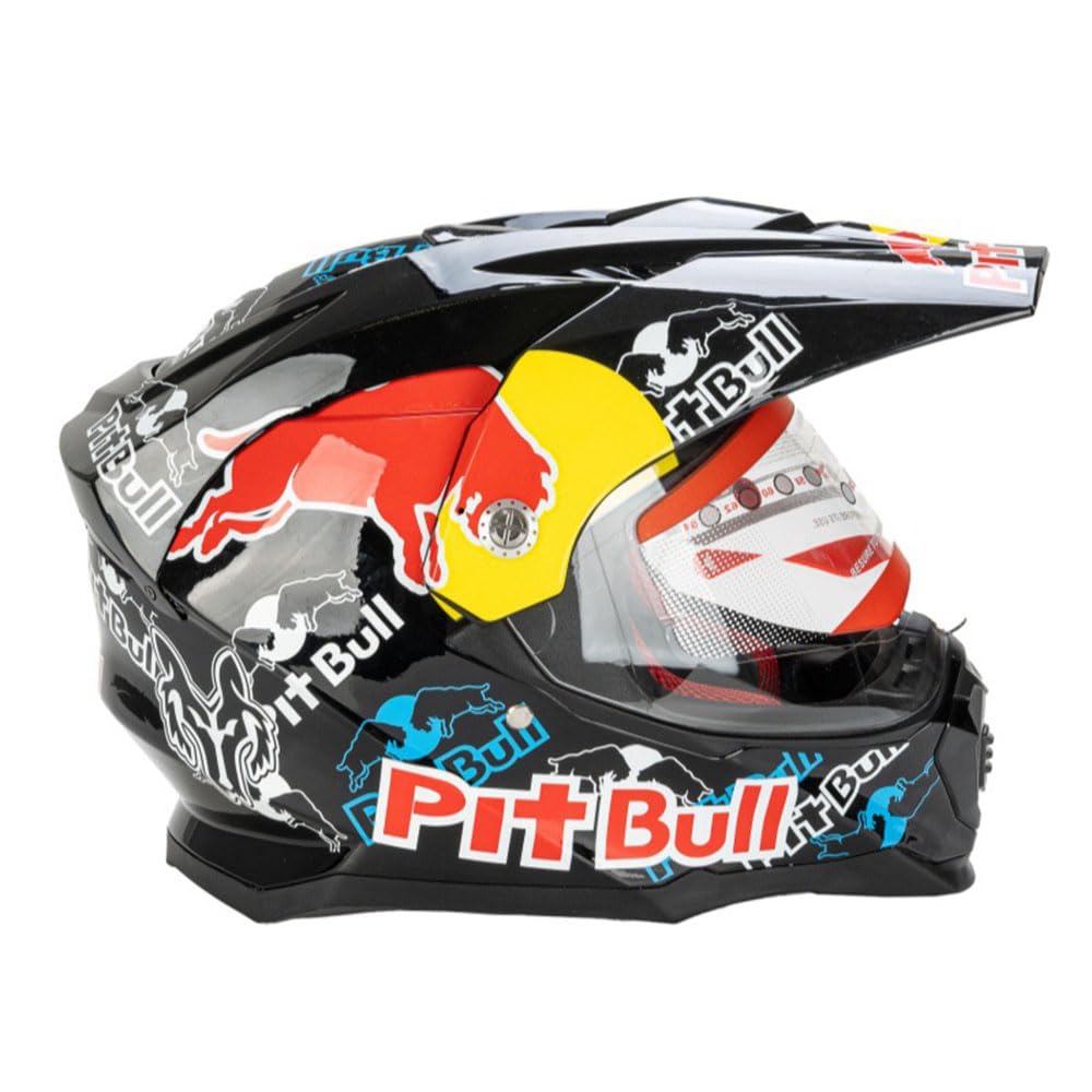 Casco Moto Per Uomo Donna Motocross MX Caschi Cross Per Adulti Casco Moto ATV Casco Integrale Enduro Certificato DOT/ECE Con Visiera Parasole Antiappannamento Casco Da Discesa,Black/B-L