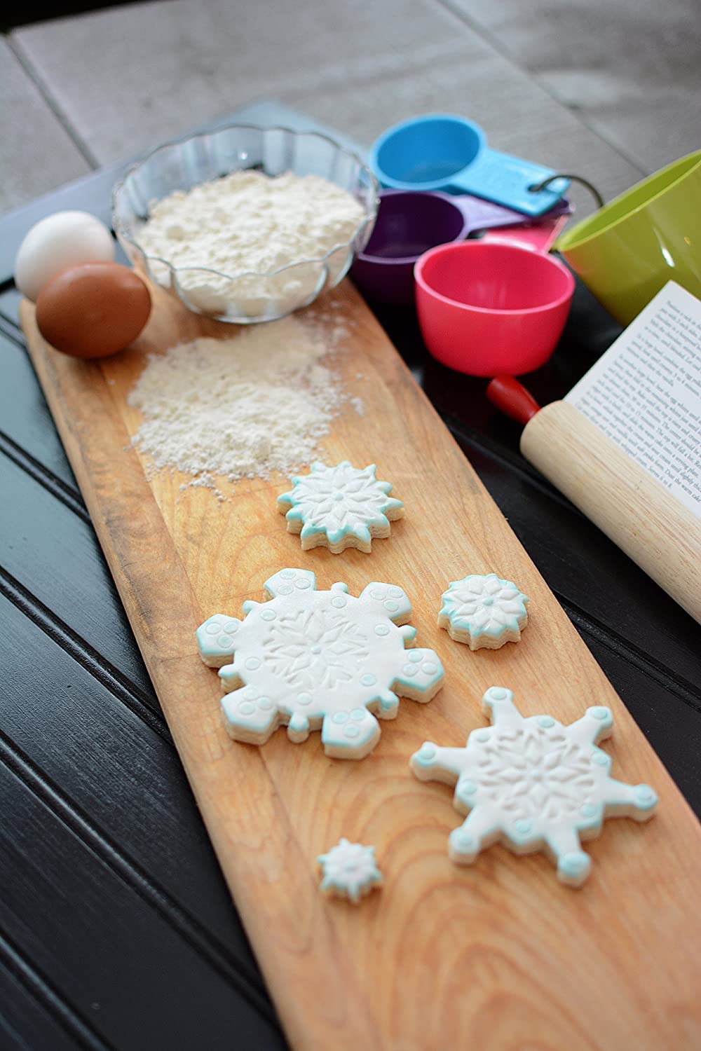 Juego de 5 cortadores de galletas de plástico de copo de nieve