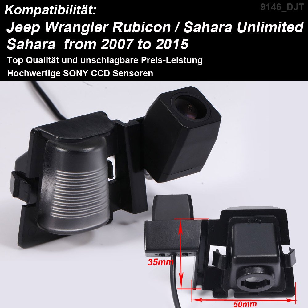Kamera cofania, wodoszczelna widoczność w nocy, z tyłu, system wspomagania parkowania, system cofania, światło tablicy rejestracyjnej (czarne) do Jeep Wrangler JKU Rubicon/Sahara/Unlimited Sahara od 2007 do 2015