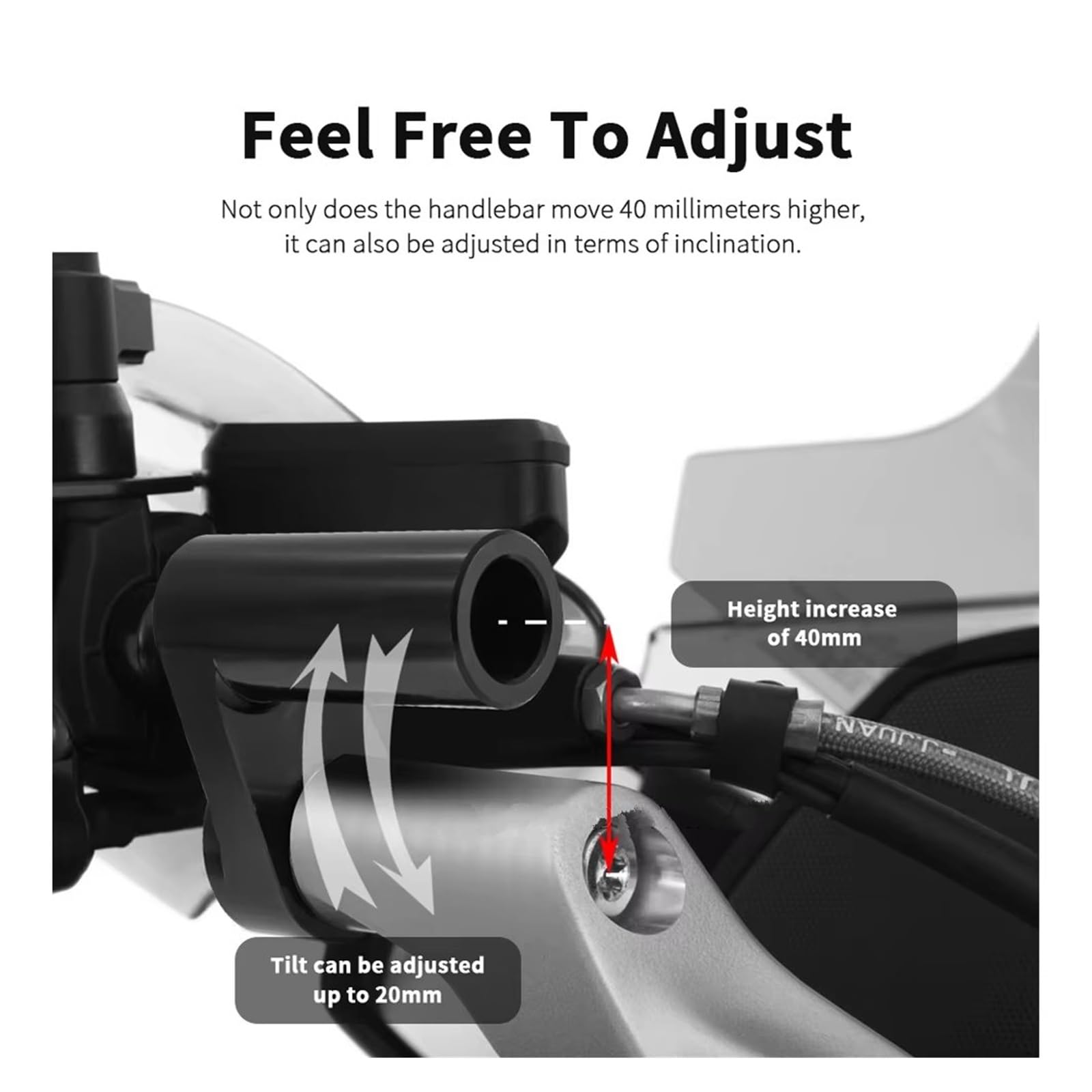 Para R 1200 RT Para LC Para 1250 Adaptador Manillar Extensible Con Abrazadera Elevadora Ajustable 1,625" Para Motocicleta Alzas Manillar Moto(Negro)