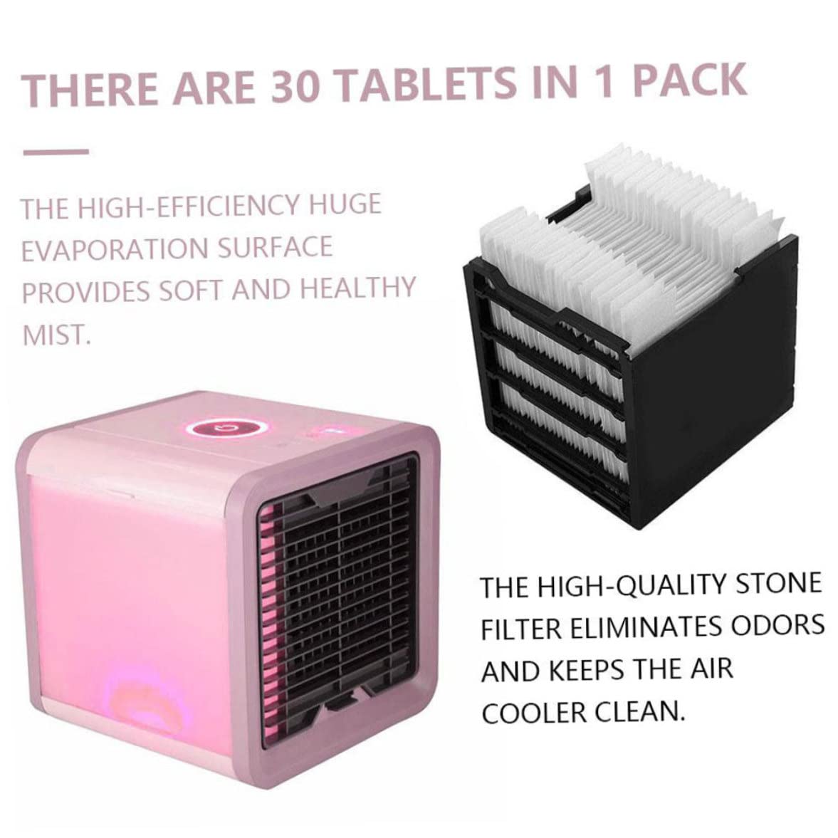 Filtre de Refroidisseur d'air Filtre de Refroidisseur d'air 40 pièces/Paquet de 2 4,72x4,41x4,53 Pouces Filtre d'humidificateur alternatives de Charge USB Remplacement de Mini climatiseurs