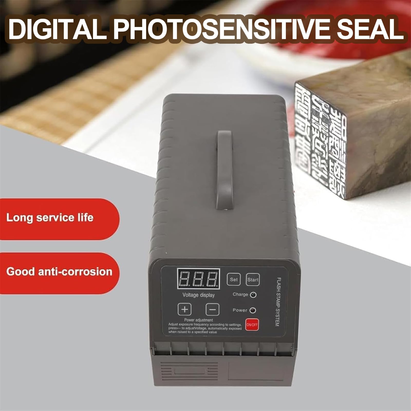 Macchina digitale per la creazione di sigilli fotosensibili, modalità regolabili 1-3, portatile fai da te con display a LED, ideale per francobolli dei cartoni animati