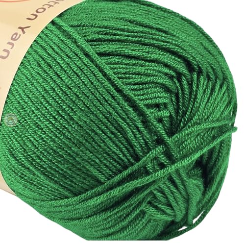 Image of 10-Pack of Yonkey Monkey Fingering Weight Yarn - 70% Rayon derived from Bamboo, 30% Cotton - Imported - Christmas Green 9064