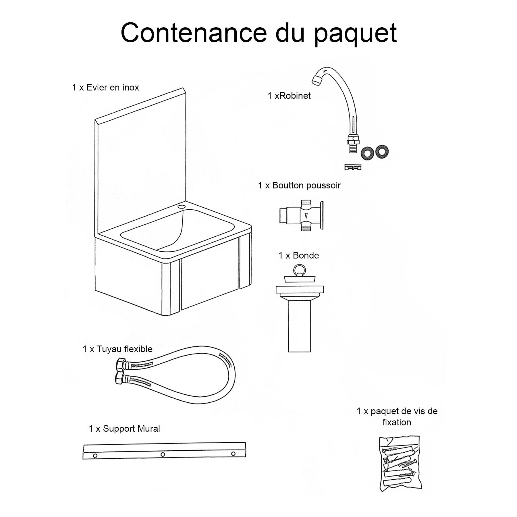 Lave Main en Inox à Commande Fémorale avec Robinet Dosseret et Bonde