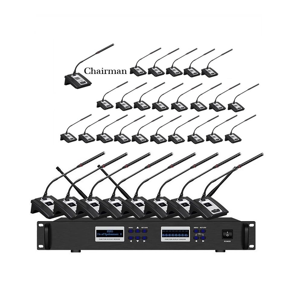 Digital Discussion System UHF Wireless Microphone Conference System 32 Gooseneck Microphones, 1 Chairman 31 Delegate Mic for Church, School, Government, Training