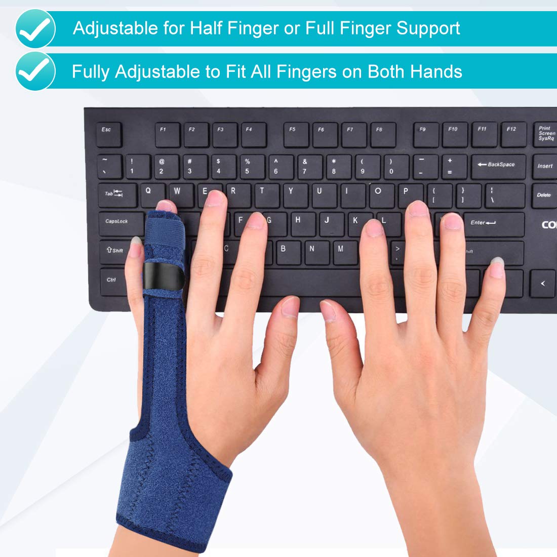 Finger Splint, 1 Fixed Splint Adjustable Finger Support Fits All