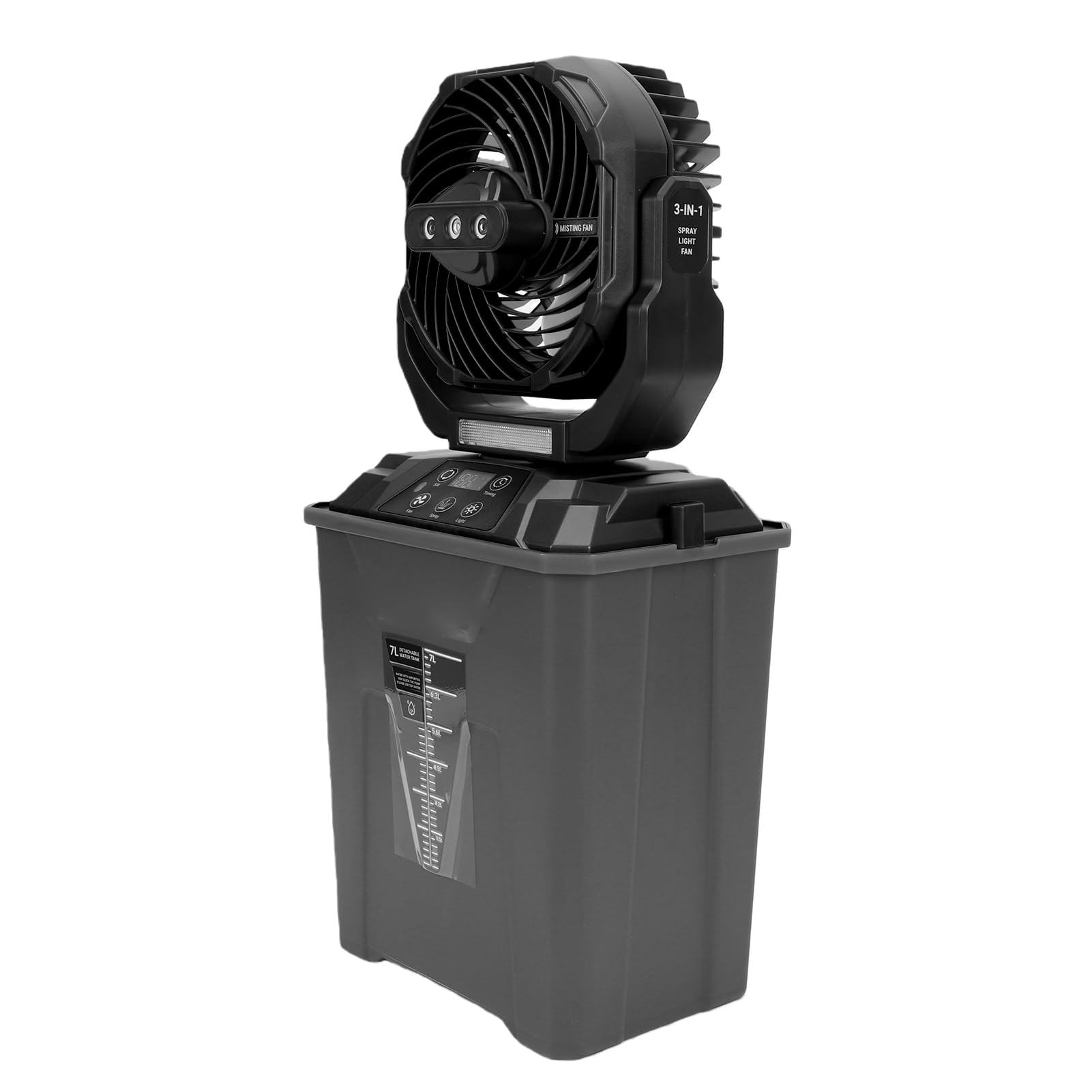 Sxhlseller Ventilatore da Campeggio Portatile con Nebulizzazione da 20000 MAh |Ventilatore Esterno Oscillante con Serbatoio 'acqua da 7 Litri con Telecomando, 5 velocità e Luce (BLACK)