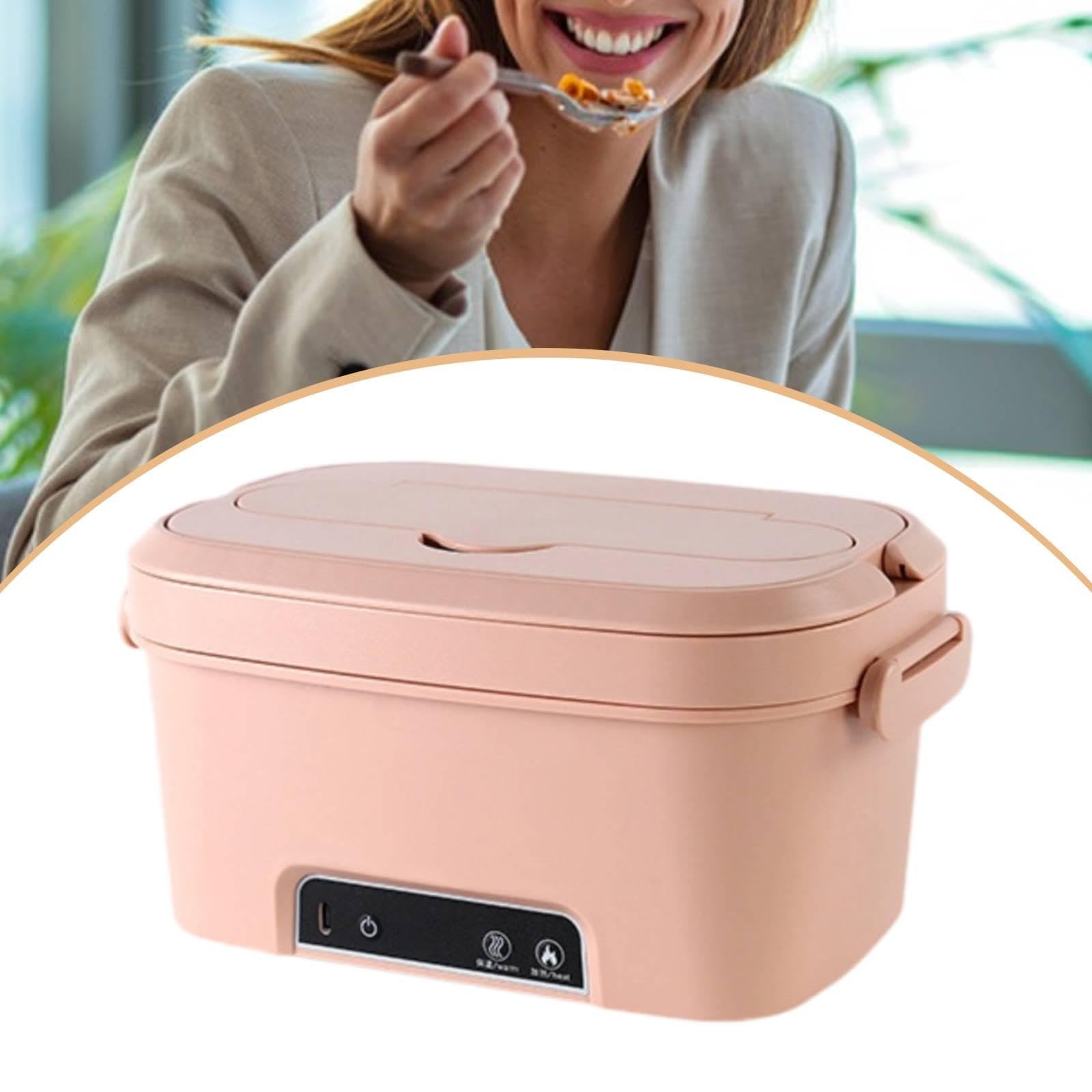 Scaldavivande Elettrico Cordless con Contenitore in Acciaio Inox Lunch Box Ricaricabile Scomparto Posate Antigoccia Riscaldamento Veloce, Rosa