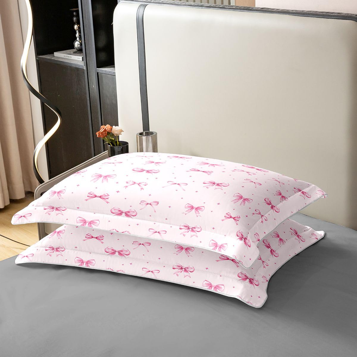 Homewish Różowa kokarda pojedynczy zestaw pościeli różowa wstążka muszka bawełniana poszewka na kołdrę modna preppy kokardka poszewka na kołdrę marzycielska księżniczka kokardki zestawy łóżek