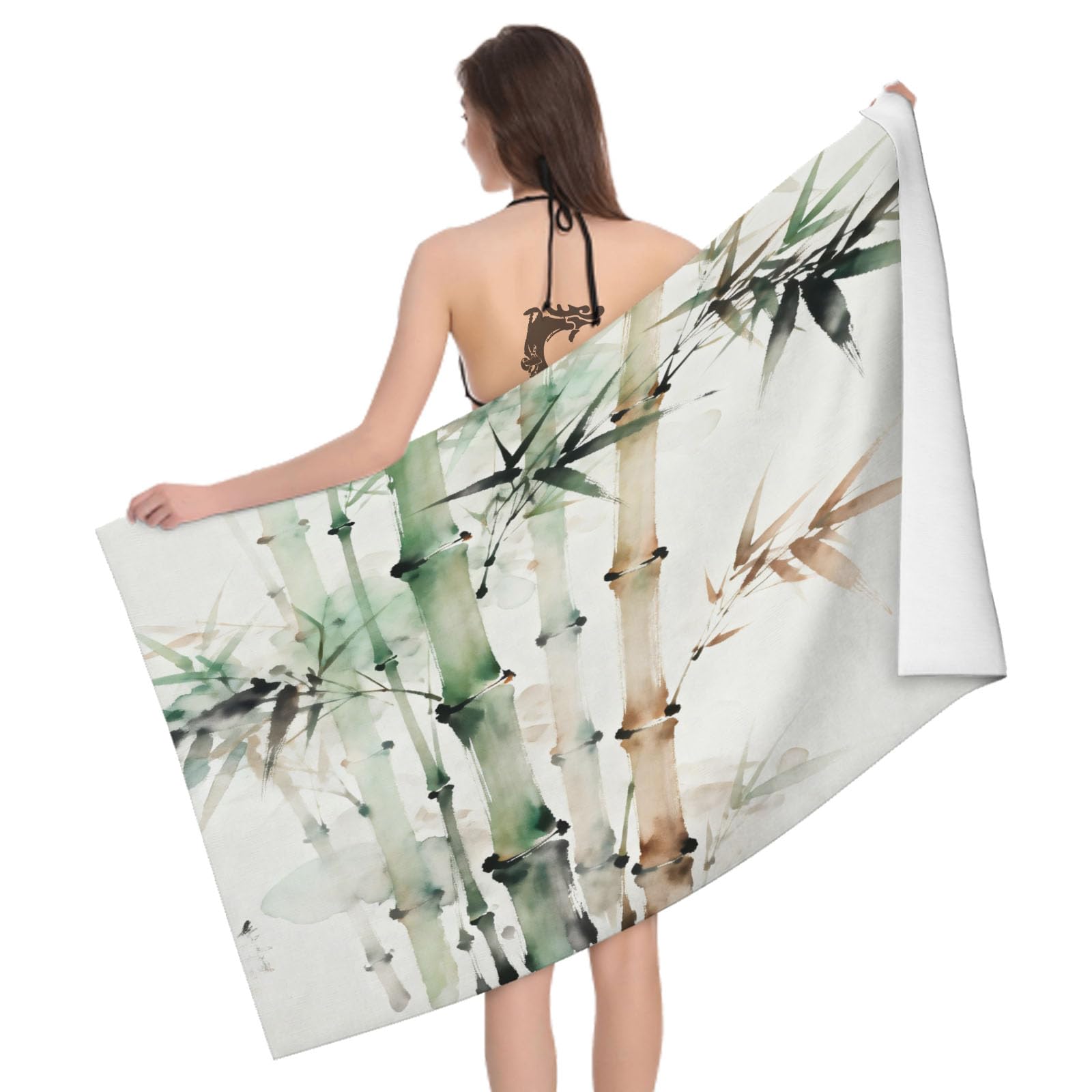 Leichong 3D Bamboo Beach Towel Large Microfiber Soft Quick Dry for Adults, Minimalistic Bath Towel Lightweight Soft Absorbent for Travel Swimming Pool Sports, 80 x 160 cm