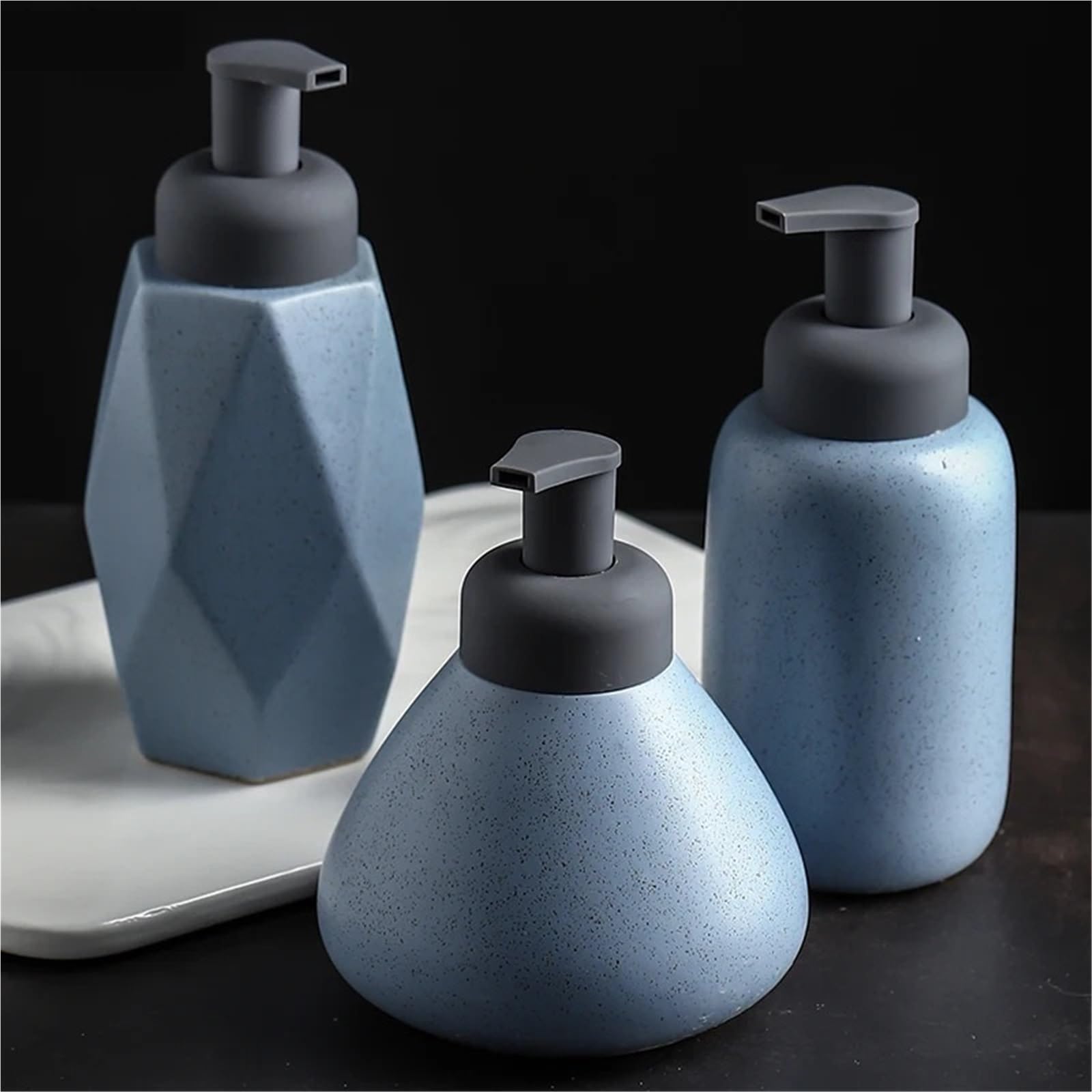 Ceramiczny dozownik mydła, Ceramiczny dozownik mydła, wielokolorowy do kuchennego szamponu do dezynfekcji rąk, balsamu do mycia ciała(Black-400ml)