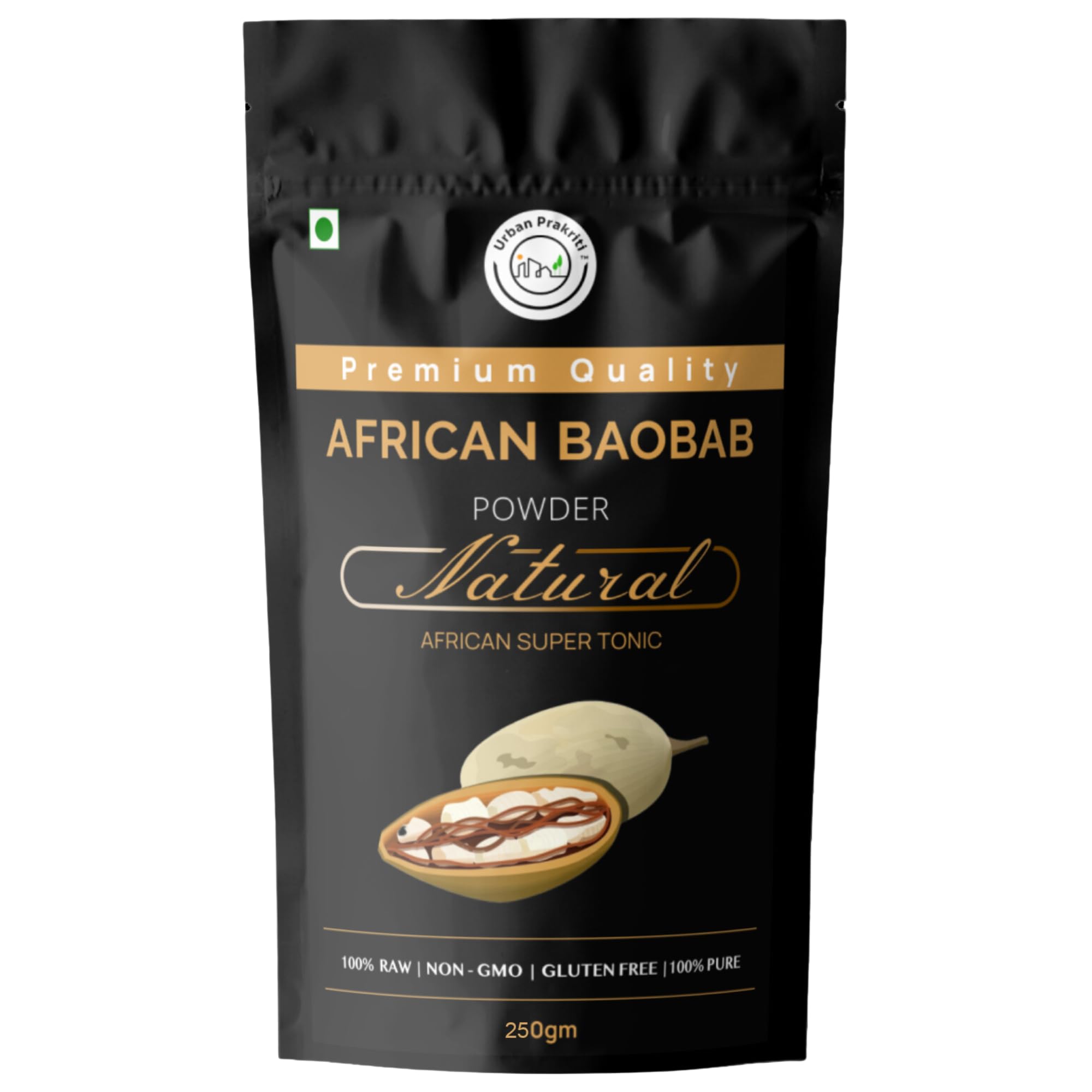Urban Prakriti African Baobab Powder 250gm | Vegan Superfood for Men and Women | Best for the Gut Health, Immunity & Skin | Rich in Dietary Fiber, Vitamin C | Source of Potassium, Iron, Calcium