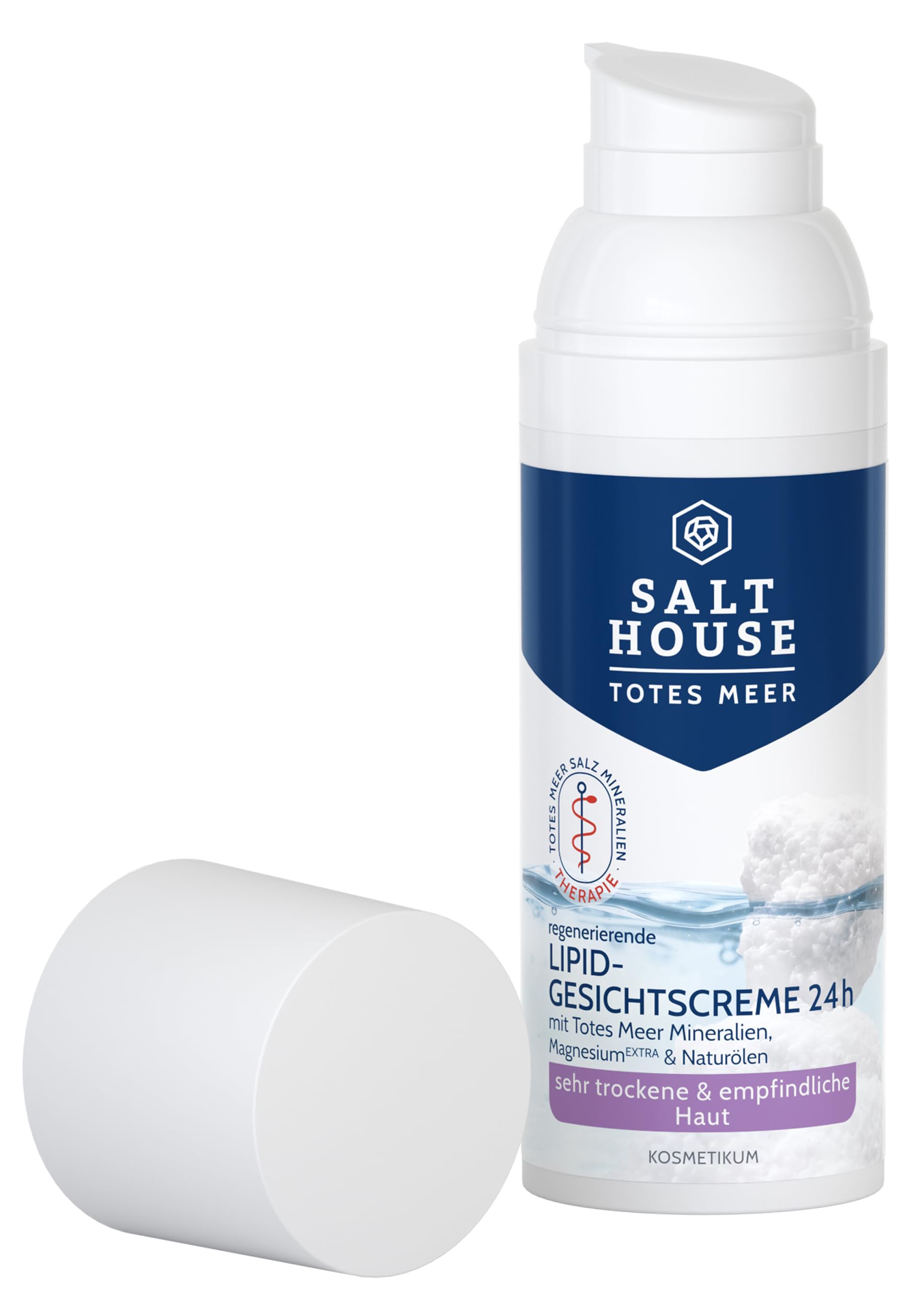 Salthouse Totes Meer Therapie Lipid-Gesichtscreme 24h, mit Omega-Fettsäuren für sehr trockene und empfindliche Haut, auch als Maske anwendbar, 50ml