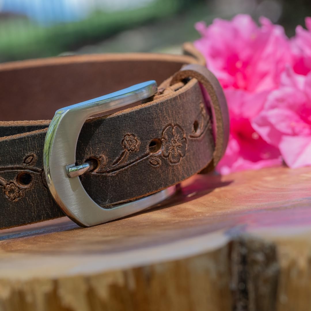 Nickel Smart Distressed Rose Belt - 48